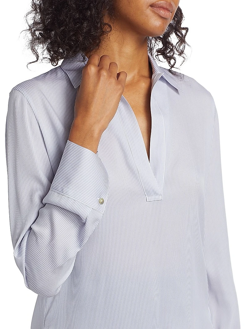 Micro Stripe Silk-Blend Shirt