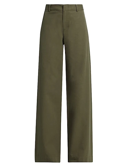 Twill Wide-Leg Pants