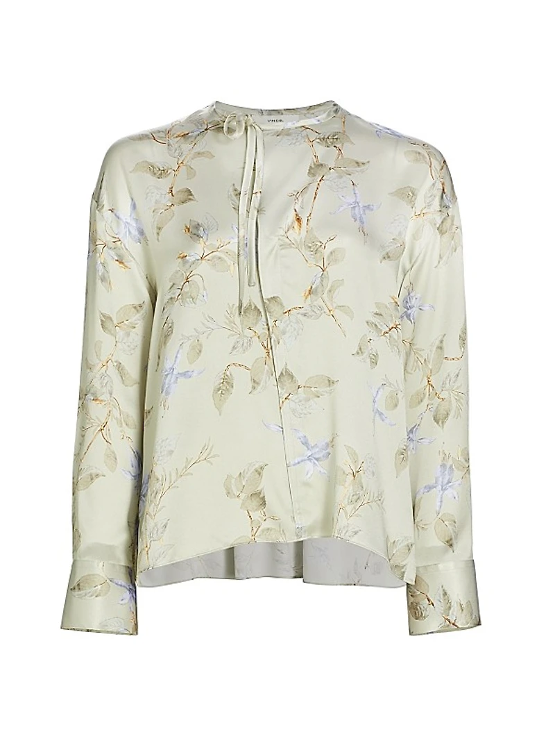 Bellflower Silk Tie-Neck Blouse