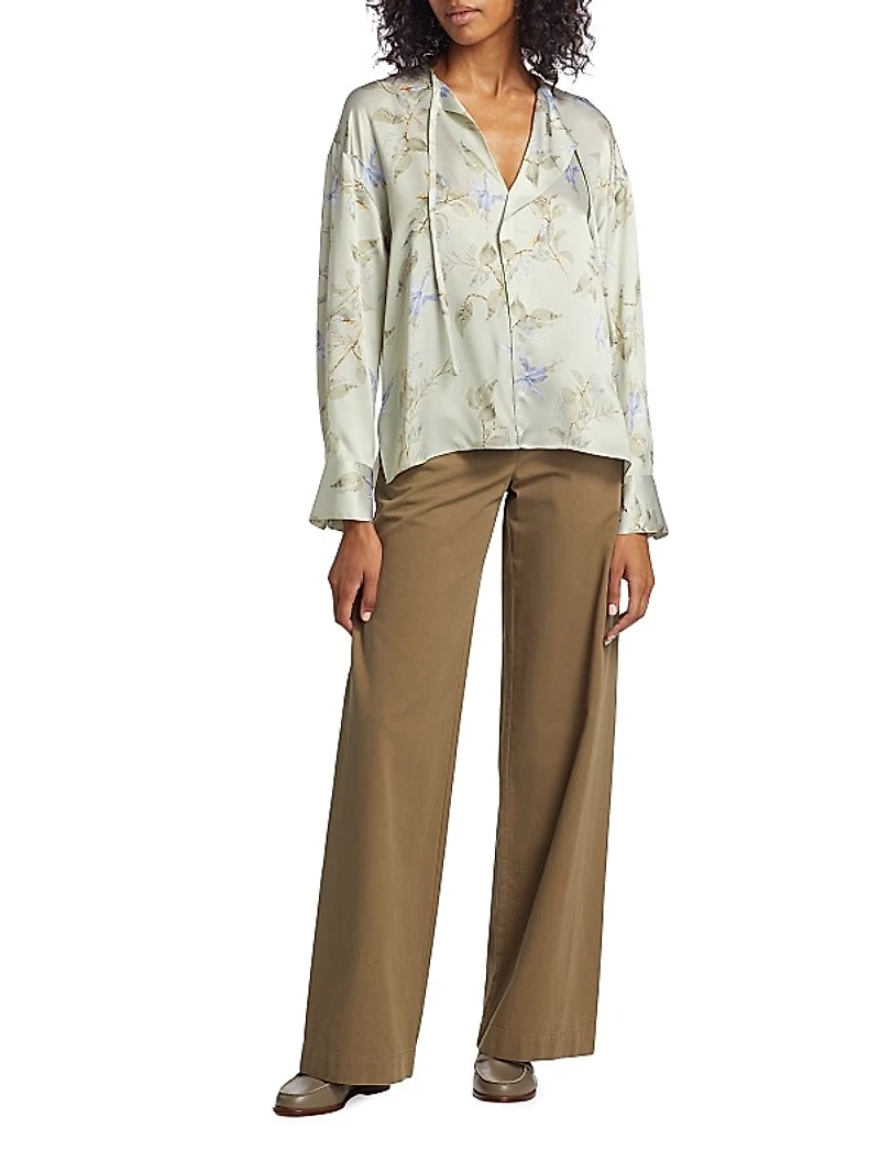 Bellflower Silk Tie-Neck Blouse