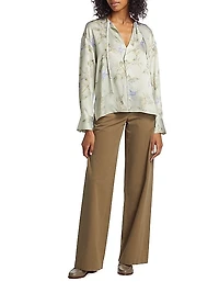 Bellflower Silk Tie-Neck Blouse