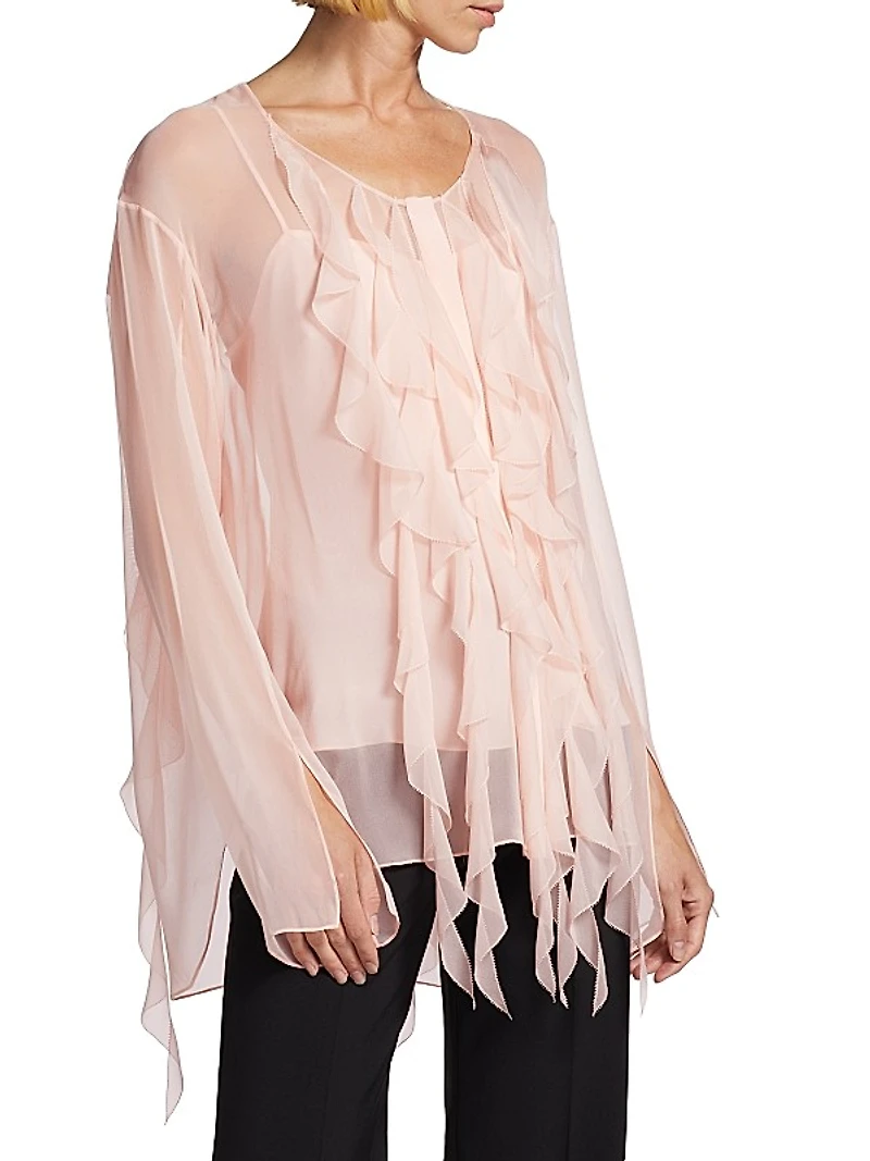Ruffled Silk Chiffon Blouse