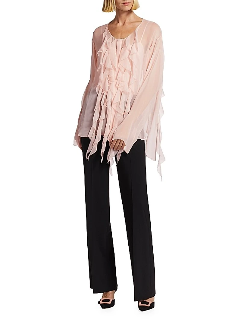Ruffled Silk Chiffon Blouse