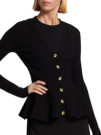 V-Neck Peplum Cardigan