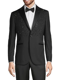 Crystal-Embellished Wool One-Button Dinner Jacket