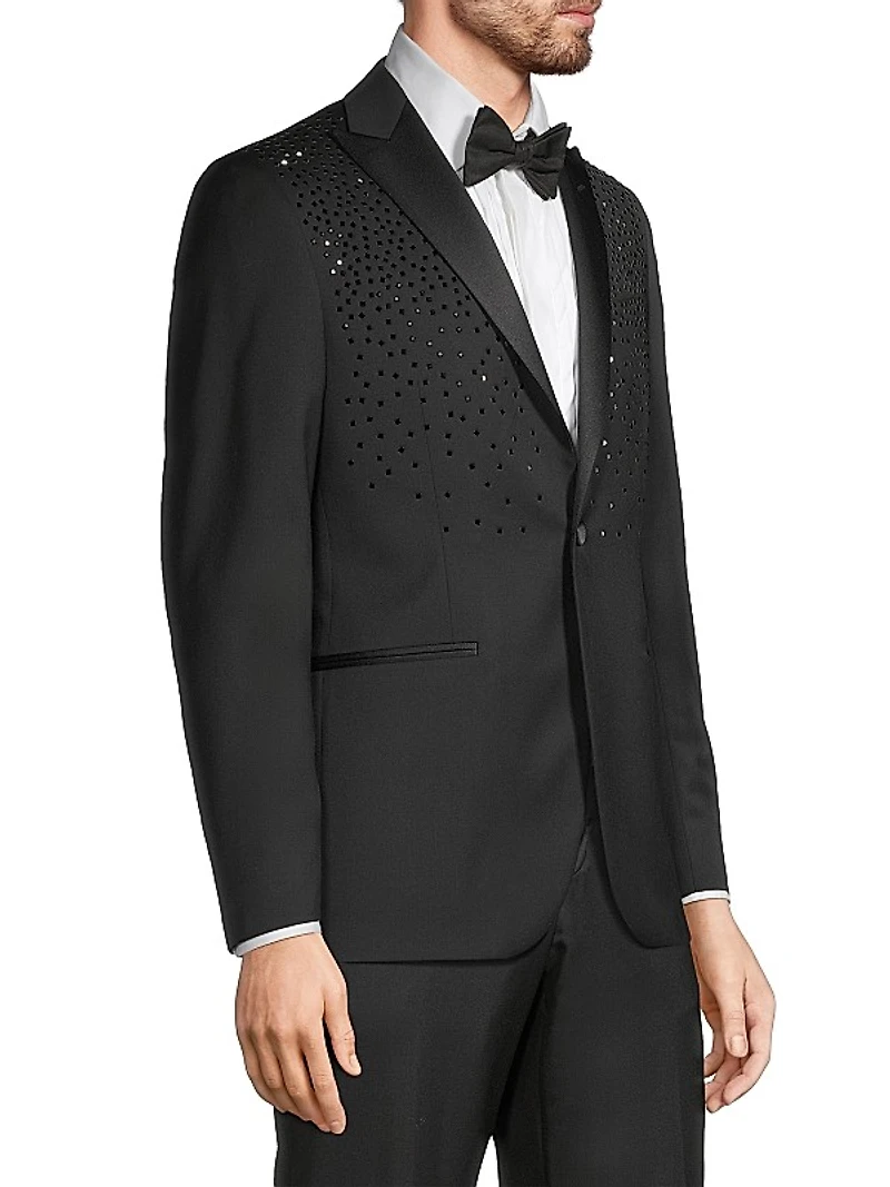 Crystal-Embellished Wool One-Button Dinner Jacket