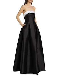 Louise Silk-Wool Strapless Gown