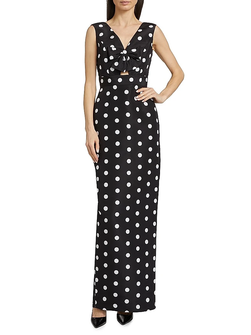 Claire Polka Dot Silk Column Gown