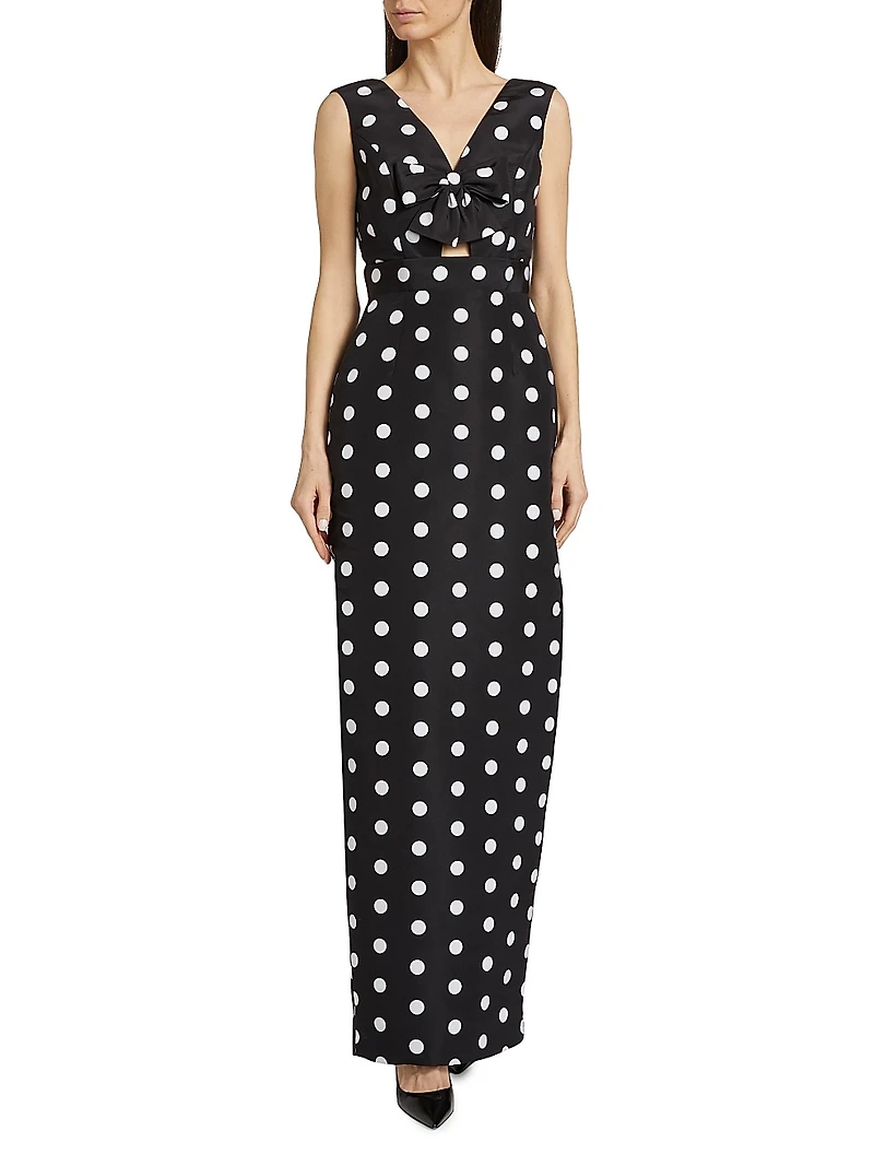 Claire Polka Dot Silk Column Gown