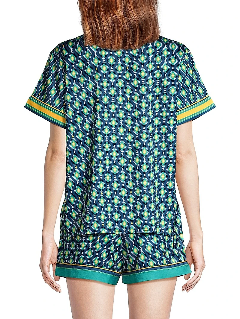 Sunset Ocean Dip Printed Shorts Pajama Set