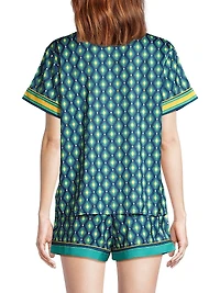 Sunset Ocean Dip Printed Shorts Pajama Set
