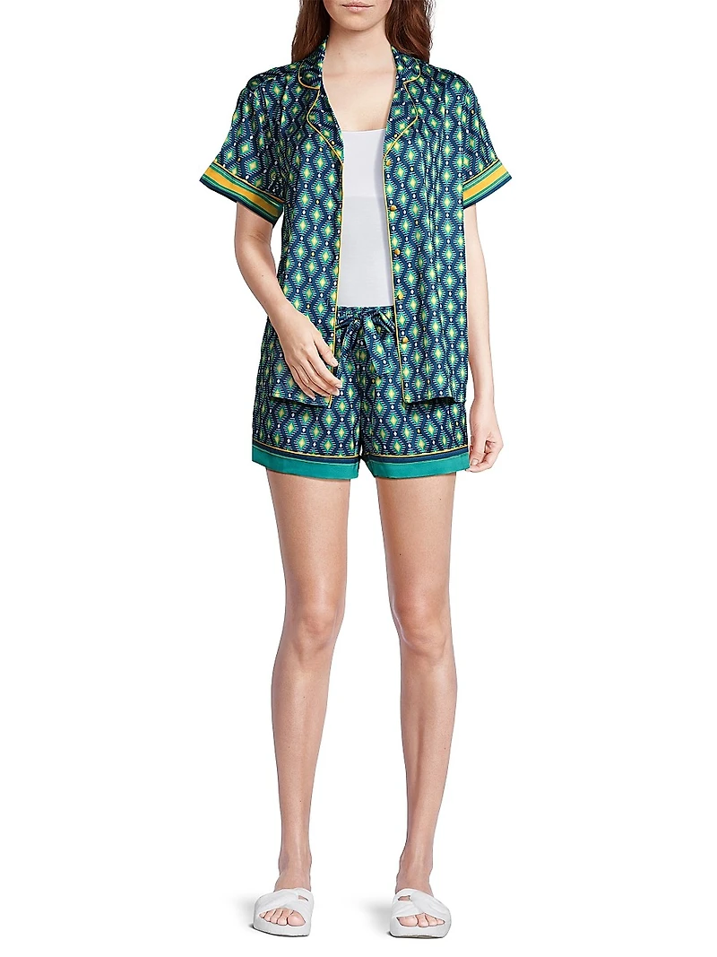 Sunset Ocean Dip Printed Shorts Pajama Set