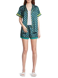 Sunset Ocean Dip Printed Shorts Pajama Set