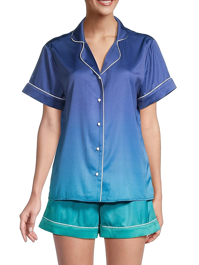 Sunset Ocean Dip Ombréd Shorts Pajama Set