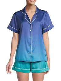 Sunset Ocean Dip Ombréd Shorts Pajama Set