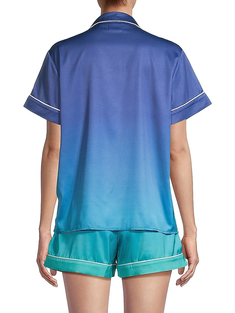 Sunset Ocean Dip Ombréd Shorts Pajama Set