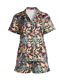 Sunset Ocean Dip Printed Shorts Pajama Set