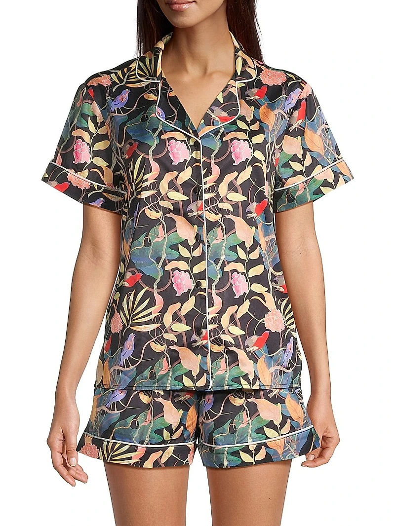 Sunset Ocean Dip Printed Shorts Pajama Set