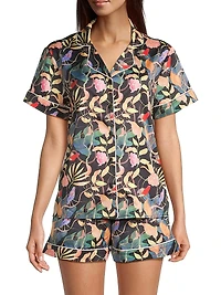 Sunset Ocean Dip Printed Shorts Pajama Set