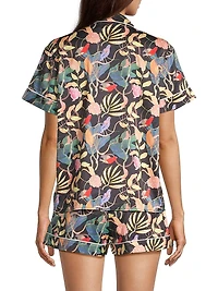 Sunset Ocean Dip Printed Shorts Pajama Set
