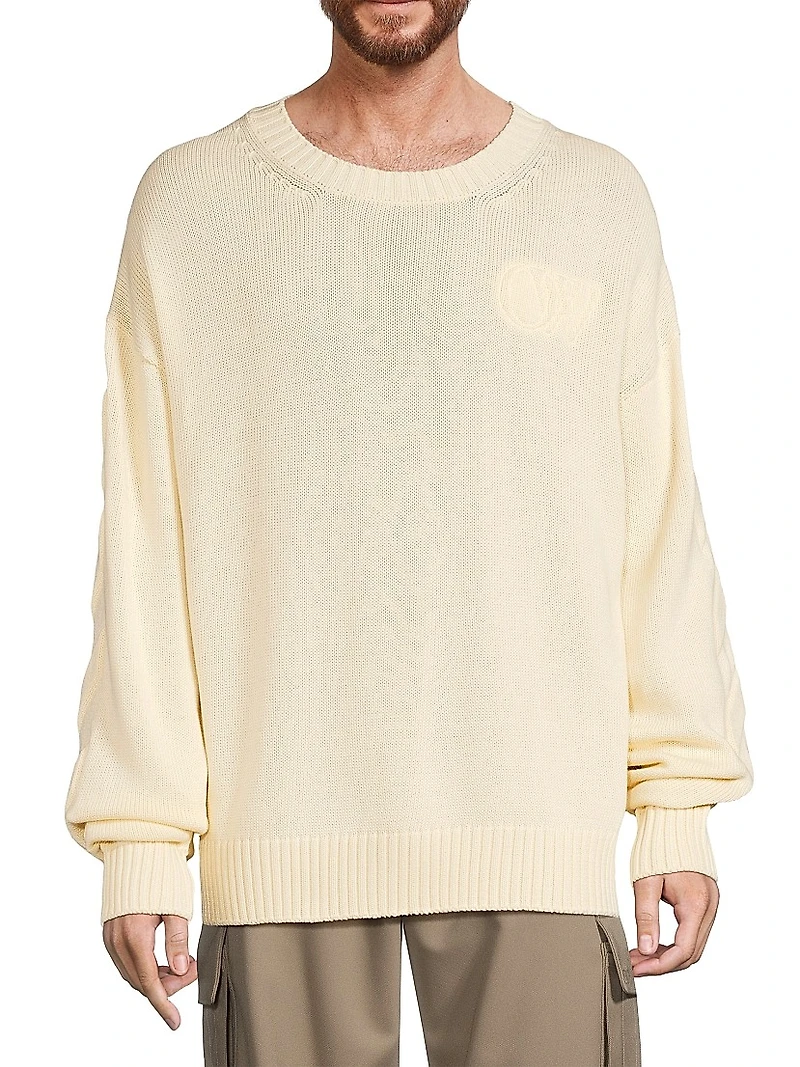 3D Diagonal Stretch-Cotton Sweater