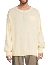 3D Diagonal Stretch-Cotton Sweater