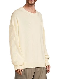 3D Diagonal Stretch-Cotton Sweater