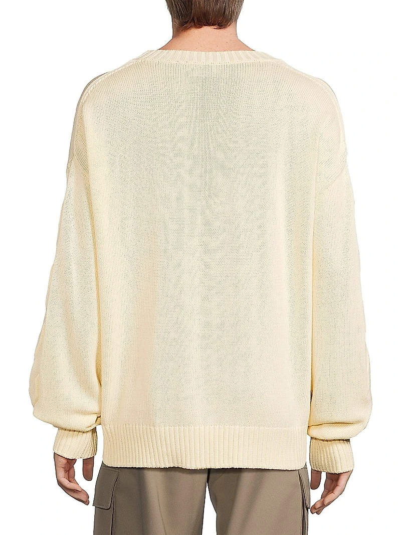 3D Diagonal Stretch-Cotton Sweater