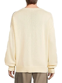 3D Diagonal Stretch-Cotton Sweater