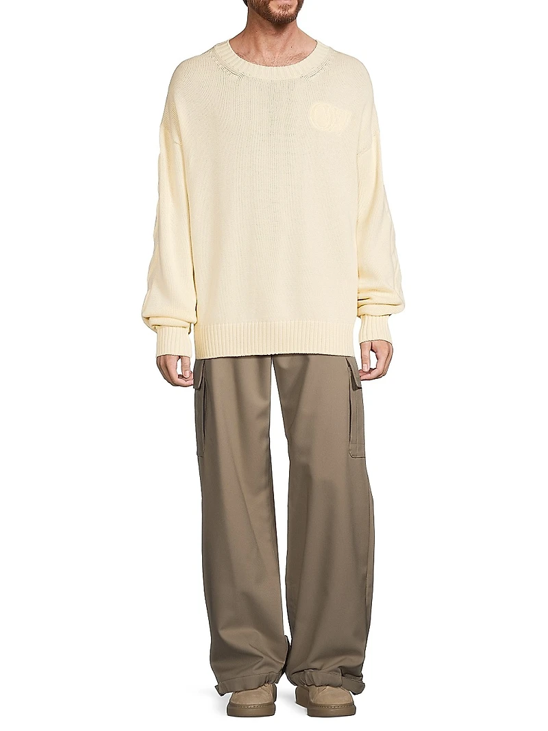 3D Diagonal Stretch-Cotton Sweater