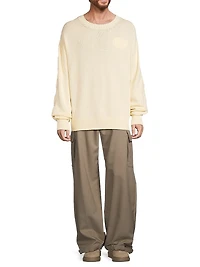 3D Diagonal Stretch-Cotton Sweater