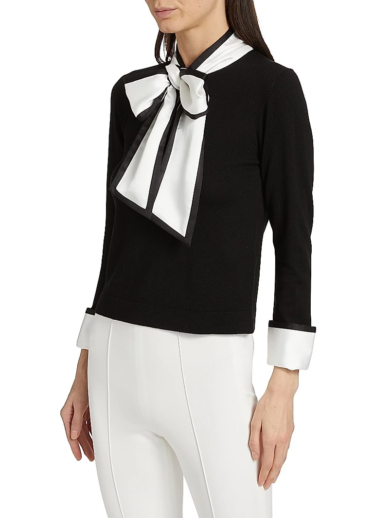 Justina Combination Wool Bow Sweater