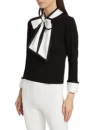 Justina Combination Wool Bow Sweater