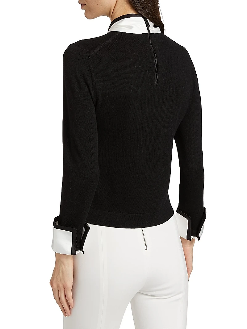 Justina Combination Wool Bow Sweater