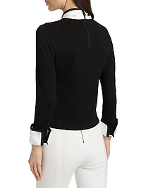 Justina Combination Wool Bow Sweater