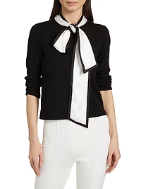 Justina Combination Wool Bow Sweater