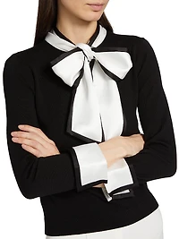 Justina Combination Wool Bow Sweater