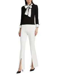 Justina Combination Wool Bow Sweater