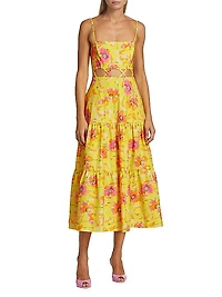 Aire Floral Tiered Midi-Dress