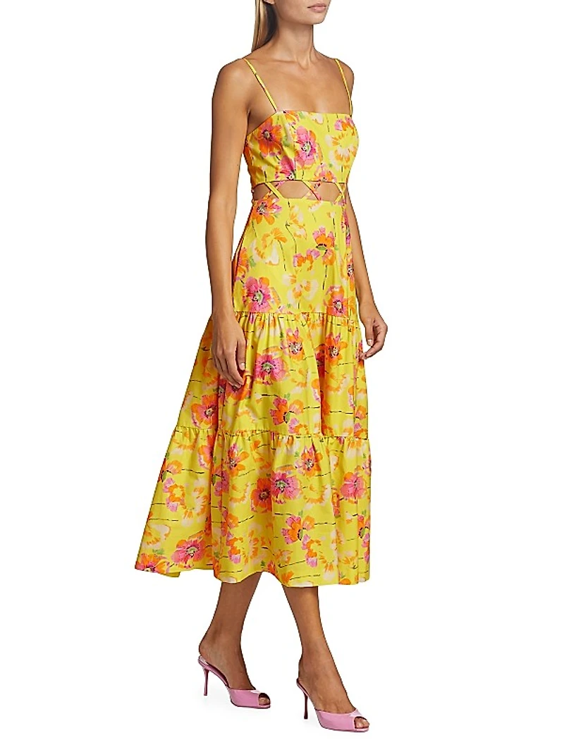 Aire Floral Tiered Midi-Dress