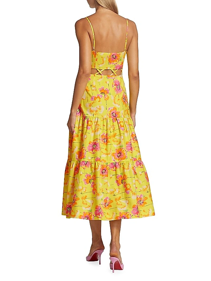 Aire Floral Tiered Midi-Dress
