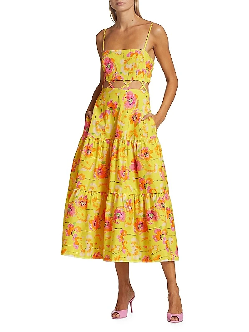 Aire Floral Tiered Midi-Dress