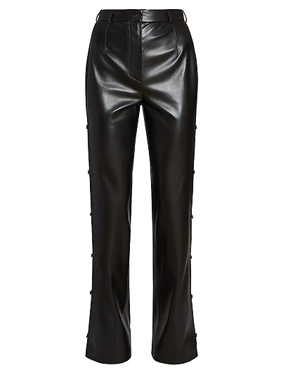 Felina Faux Leather Side-Button Pants