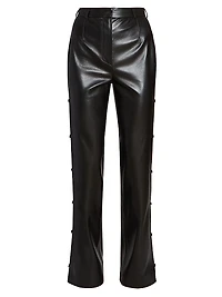 Felina Faux Leather Side-Button Pants