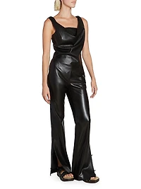 Felina Faux Leather Side-Button Pants