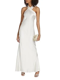 Pandora Satin Halterneck Gown