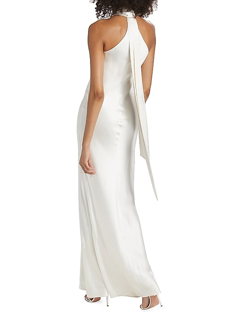 Pandora Satin Halterneck Gown