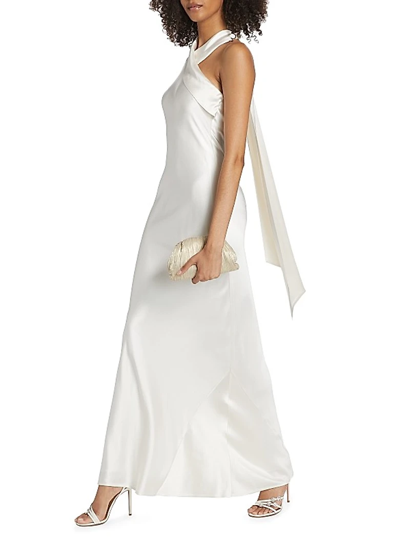 Pandora Satin Halterneck Gown
