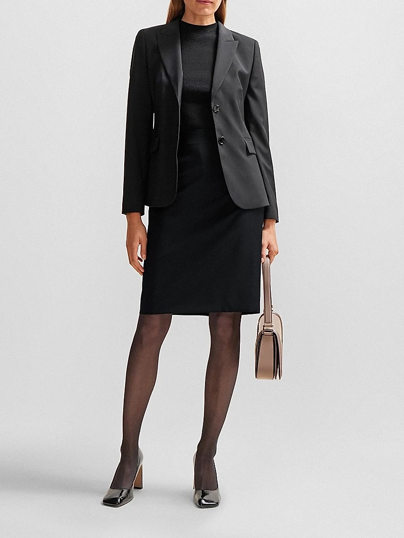 Slim-Fit Pencil Skirt Virgin Wool