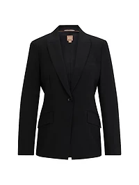 Regular-Fit Jacket Virgin Wool With Slit Cuffs